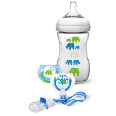 Philips AVENT  Natural 260ml Elephant Design Gift Set (SCD627/13)