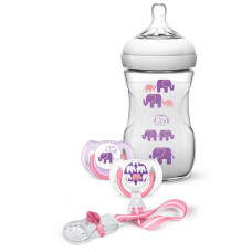 Philips AVENT Natural 260ml Elephant Design Gift Set (SCD628/13)
